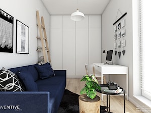 Żoli Żoli - Średnie w osobnym pomieszczeniu z sofą białe z fotografiami na ścianie biuro, styl minimalistyczny - zdjęcie od INVENTIVE studio