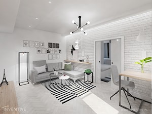 INDUSTRIALNIE - Mały biały salon, styl industrialny - zdjęcie od INVENTIVE studio