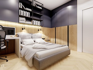 WARSZAWA Wilanów - Średnia szara z biurkiem sypialnia, styl nowoczesny - zdjęcie od INVENTIVE studio