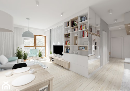 pasteLOVE - Średni biały szary salon z jadalnią, styl skandynawski - zdjęcie od INVENTIVE studio