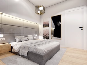 DOM POZNAŃ - Średnia biała szara sypialnia, styl nowoczesny - zdjęcie od INVENTIVE studio
