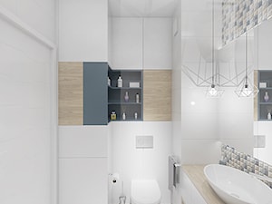DELIKATNIE - Mała bez okna z lustrem z punktowym oświetleniem łazienka, styl minimalistyczny - zdjęcie od INVENTIVE studio