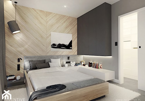 HARMONIJNIE - Średnia szara sypialnia, styl nowoczesny - zdjęcie od INVENTIVE studio