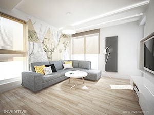 DĄB Z JELENIEM - Średni biały salon, styl skandynawski - zdjęcie od INVENTIVE studio