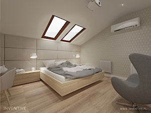 PROJEKT DOMU - Średnia sypialnia na poddaszu, styl nowoczesny - zdjęcie od INVENTIVE studio