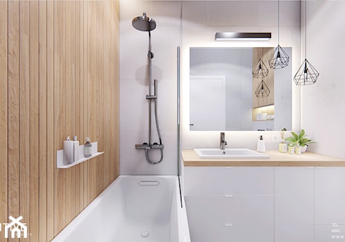 WARSZAWA BEMOWO - Mała bez okna z lustrem łazienka, styl nowoczesny - zdjęcie od INVENTIVE studio