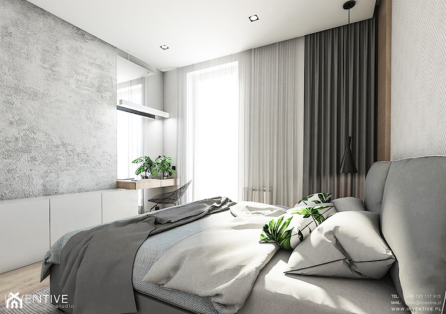 Żoli Żoli - Mała szara sypialnia, styl minimalistyczny - zdjęcie od INVENTIVE studio