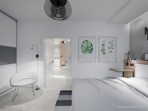 INDUSTRIALNIE - Średnia biała szara z biurkiem sypialnia, styl industrialny - zdjęcie od INVENTIVE studio