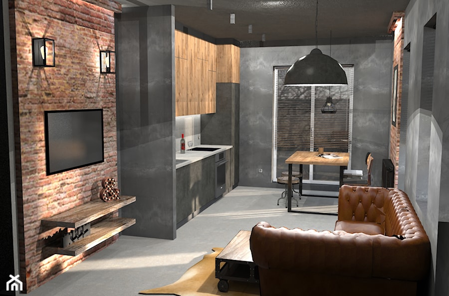 Industrialny apartament - Salon, styl industrialny - zdjęcie od Creartive Studio