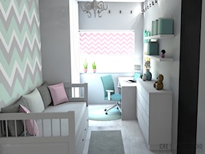 Wnętrze w bieli - Mały szary pokój dziecka dla dziecka dla nastolatka dla chłopca dla dziewczynki, styl nowoczesny - zdjęcie od Creartive Studio
