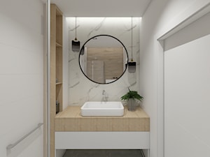 DOM W BORKOWIE k.GDAŃSKA - Mała na poddaszu bez okna z lustrem łazienka - zdjęcie od SPATIO Projektowanie Wnętrz