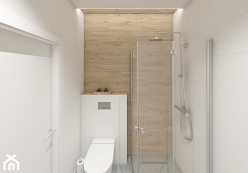 DOM W BORKOWIE k.GDAŃSKA - Mała na poddaszu bez okna z marmurową podłogą łazienka - zdjęcie od SPATIO Projektowanie Wnętrz