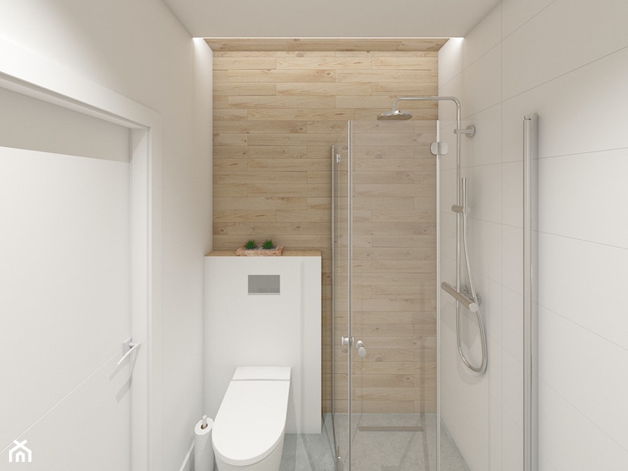 DOM W BORKOWIE k.GDAŃSKA - Mała na poddaszu bez okna z marmurową podłogą łazienka - zdjęcie od SPATIO Projektowanie Wnętrz