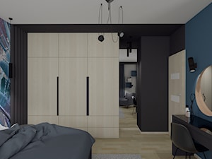 MIESZKANIE W LUBLINIE, SYPIALNIA - Średnia czarna niebieska sypialnia - zdjęcie od SPATIO Projektowanie Wnętrz