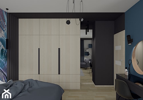 MIESZKANIE W LUBLINIE, SYPIALNIA - Średnia czarna niebieska sypialnia - zdjęcie od SPATIO Projektowanie Wnętrz