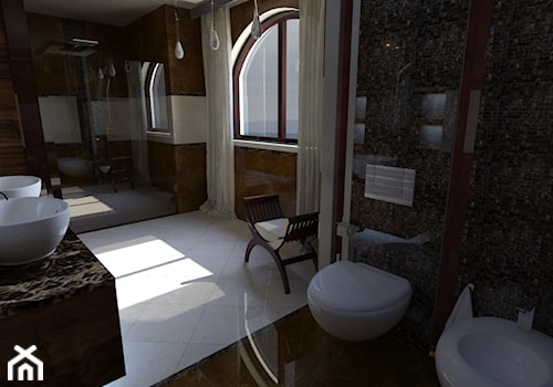dom klasyczny - Duża na poddaszu z dwoma umywalkami łazienka z oknem, styl tradycyjny - zdjęcie od manawa studio