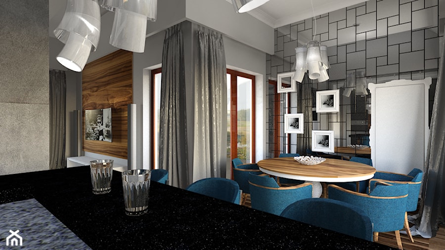 metamorfoza salonu - Średnia szara jadalnia jako osobne pomieszczenie - zdjęcie od manawa studio