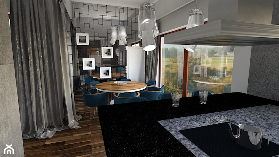 metamorfoza salonu - Duża szara jadalnia jako osobne pomieszczenie - zdjęcie od manawa studio