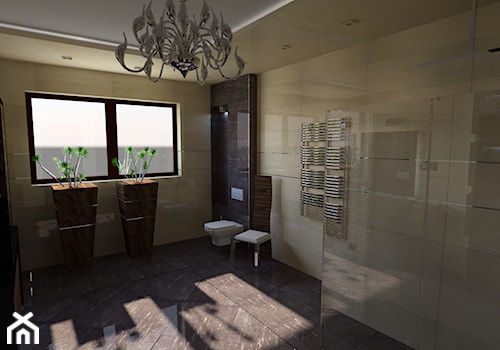 dom klasyczny - Duża na poddaszu łazienka z oknem, styl nowoczesny - zdjęcie od manawa studio