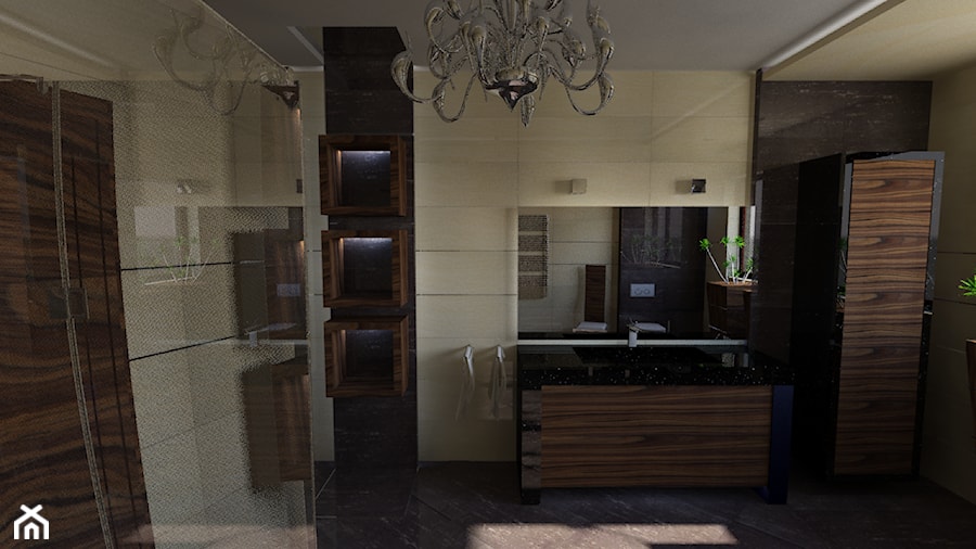 dom klasyczny - Średnia na poddaszu z lustrem łazienka z oknem, styl nowoczesny - zdjęcie od manawa studio
