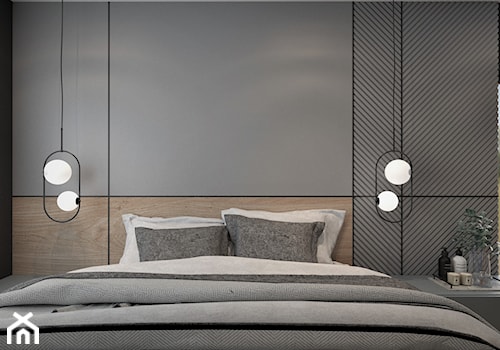 DOM W BIELSKU-BIAŁEJ/POD DĘBOWCEM - Mała czarna szara sypialnia, styl nowoczesny - zdjęcie od MANUKA pracownia projektowa