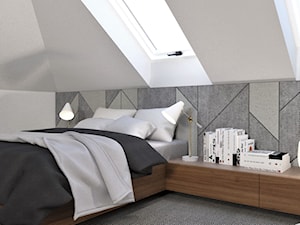 DOM W MYŚLENICACH DLA MŁODEJ PARY - Średnia biała sypialnia na poddaszu - zdjęcie od MANUKA pracownia projektowa