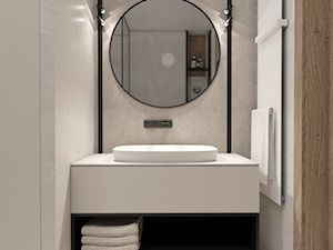 MIESZKANIE 55m2 DLA MŁODEJ PARY - Bez okna z lustrem łazienka - zdjęcie od MANUKA pracownia projektowa