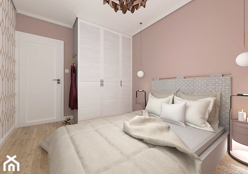 MIESZKANIE MŁODEJ KOBIETY - Średnia różowa sypialnia, styl glamour - zdjęcie od MANUKA pracownia projektowa