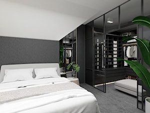 DOM W WILKOWICACH - Średnia czarna sypialnia z garderobą - zdjęcie od MANUKA pracownia projektowa
