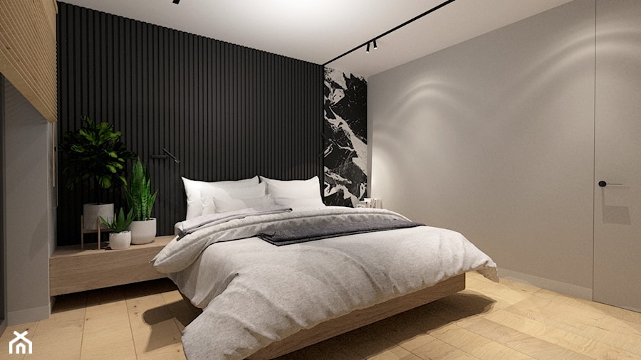 DOM W RUDZICY - Średnia szara sypialnia, styl nowoczesny - zdjęcie od MANUKA pracownia projektowa
