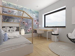 DOM W RUDZICY - Średni biały szary pokój dziecka dla nastolatka dla dziewczynki, styl skandynawski - zdjęcie od MANUKA pracownia projektowa
