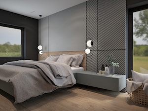 DOM W BIELSKU-BIAŁEJ/POD DĘBOWCEM - Średnia czarna szara sypialnia, styl nowoczesny - zdjęcie od MANUKA pracownia projektowa