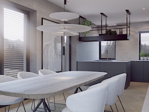 DOM JEDNORODZINNY W CIESZYNIE - Średnia szara jadalnia w salonie w kuchni, styl nowoczesny - zdjęcie od MANUKA pracownia projektowa