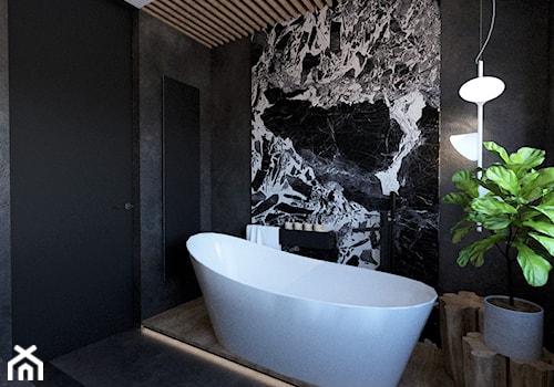 DOM W RUDZICY - Średnia z marmurową podłogą łazienka z oknem, styl nowoczesny - zdjęcie od MANUKA pracownia projektowa