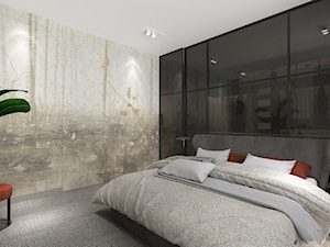 DOM NAD JEZIOREM - Średnia szara sypialnia z garderobą - zdjęcie od MANUKA pracownia projektowa
