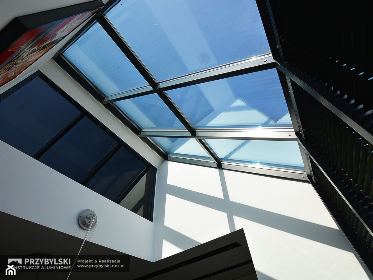 Szklany dach w salonie - zdjęcie od Przybylski Ogrody Zimowe & Konstrukcje aluminiowo-szklane - Homebook