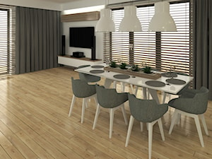 Wnętrze powtarzalnego projektu "ANTARA". - Duża biała jadalnia w salonie, styl nowoczesny - zdjęcie od V P S Architektura  Sebastian Olszewski