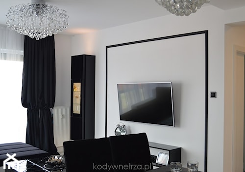 Realizacja BlackSwan - Średni biały salon z jadalnią, styl glamour - zdjęcie od KODY Wnętrza | projektowanie wnętrz i doradztwo