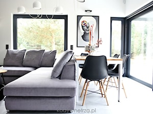 Realizacja AirPlane - Mały biały salon z jadalnią, styl nowoczesny - zdjęcie od KODY Wnętrza | projektowanie wnętrz i doradztwo