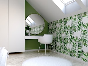 Dom w Tychach - Mała zielona sypialnia na poddaszu, styl nowoczesny - zdjęcie od Middle Studio