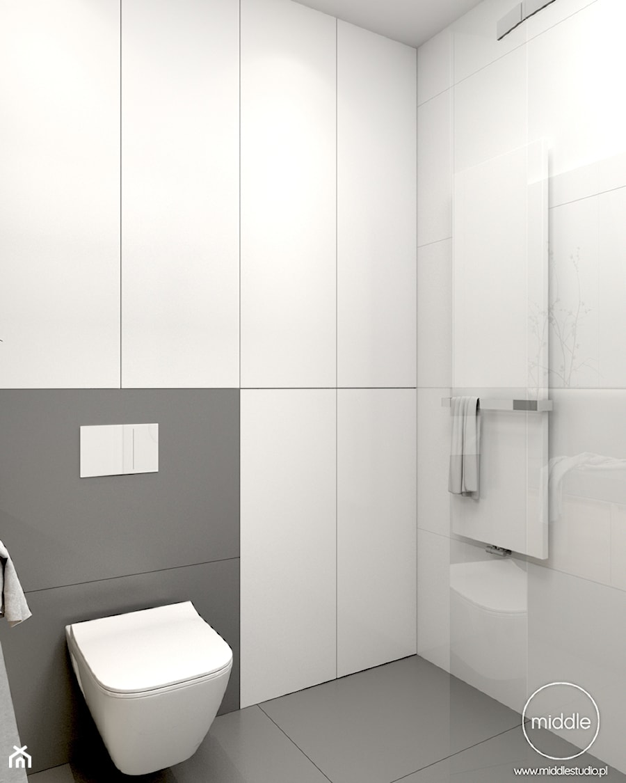 Łazienka Katowice - Mała bez okna łazienka, styl minimalistyczny - zdjęcie od Middle Studio