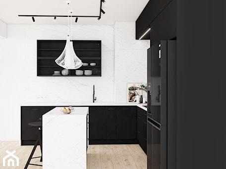 Aranżacje wnętrz - Kuchnia: Czarna minimalistyczna kuchnia z frontami akrylowymi - Vimko Projektowanie Wnętrz. Przeglądaj, dodawaj i zapisuj najlepsze zdjęcia, pomysły i inspiracje designerskie. W bazie mamy już prawie milion fotografii!