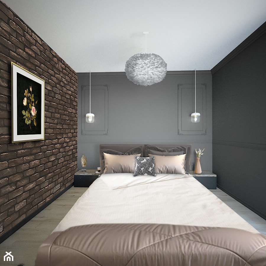 Sypialnia - Mała czarna sypialnia, styl nowoczesny - zdjęcie od Vimko Projektowanie Wnętrz