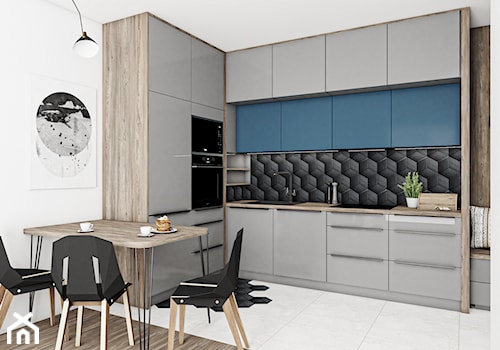 Kuchnia z niebieskimi frontami - Kuchnia, styl nowoczesny - zdjęcie od Vimko Projektowanie Wnętrz