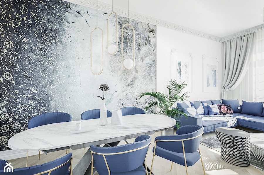Salon z jadalnią glamour - zdjęcie od Vimko Projektowanie Wnętrz