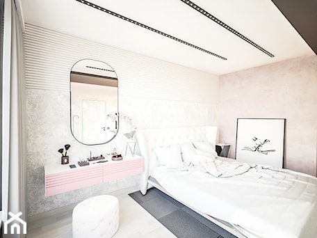 Aranżacje wnętrz - Sypialnia: Pink Eco - Średnia szara sypialnia, styl nowoczesny - Vimko Projektowanie Wnętrz. Przeglądaj, dodawaj i zapisuj najlepsze zdjęcia, pomysły i inspiracje designerskie. W bazie mamy już prawie milion fotografii!