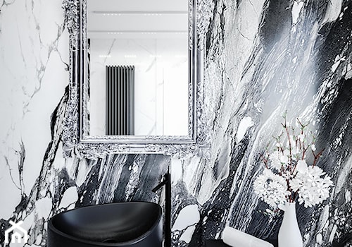 Tele Di Marmo - Mała bez okna z lustrem łazienka, styl glamour - zdjęcie od Vimko Projektowanie Wnętrz
