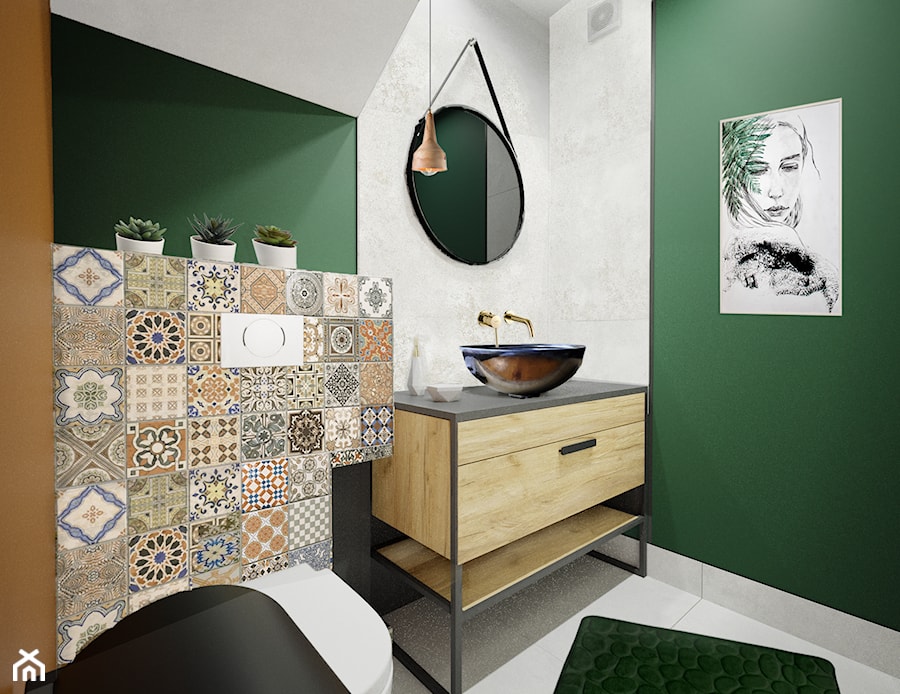 Łazienka pod schodami | Terazzo - Średnia bez okna łazienka, styl nowoczesny - zdjęcie od Vimko Projektowanie Wnętrz