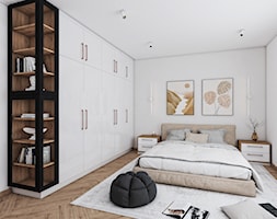 CAMPANA - Średnia biała z szafkami nocnymi beżowym sypialnia, styl skandynawski - zdjęcie od Vimko Projektowanie Wnętrz - Homebook
