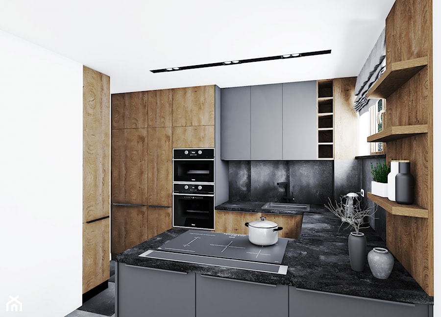 Kuchnia Ciemne drewno - Kuchnia, styl nowoczesny - zdjęcie od Vimko Projektowanie Wnętrz